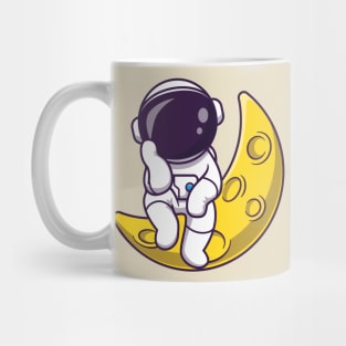 Astronaut Sitting On Moon Cartoon Mug